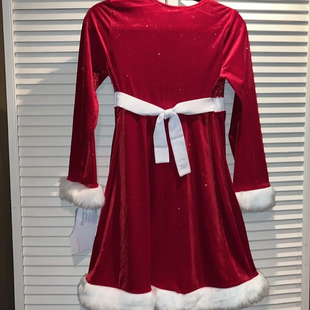 NWT Bonnie Jean red velvet Christmas Santa‎ dress girls 16